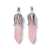 Natural Rose Quartz Big Pointed Pendants G-E059-03AS-08-2