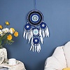 Evil Eye Woven Web/Net with Feather Wall Hanging Decorations PW-WG62000-01-3