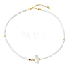 Natural Baroque Keshi Pearl Oval Glass Seed Beaded Necklaces for Women NJEW-JN06219-3