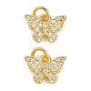 Brass Micro Pave Clear Cubic Zirconia Charms KK-D218-26G-05-1