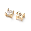 Brass Micro Pave Clear Cubic Zirconia Charms KK-P355-09G-2