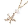 Starfish and Natural Pearl Beads Pendant Necklace for Summer Vacation NJEW-JN03744-01-5