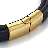 PVD Vacuum Plating Men's Black PU Leather Cord Multi-Strand Bracelets BJEW-K243-40G-3