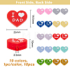 SUPERFINDINGS 9pcs 9 colors Heart with Word Dad & Mom Silicone Beads SIL-FH0001-12-2