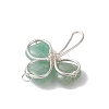 Natural Green Aventurine Shamrock Pendants PALLOY-JF02785-02-4