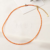 Orange Cubic Zirconia Faceted Round Beaded Necklaces GJ4349-2-1