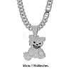 Zinc Alloy Full Crystal Rhinestone Bear Pendant Cuban Link Chain Necklaces for Men FS-WGDB54B-05-2