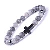 Natural Map Stone & Synthetic Non-magnetic Hematite Beads Stretch Bracelets for Women Men BO6196-5-1