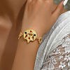 Vintage Moon & Star Real 18K Gold Plated Brass Rhinestone Link Bracelets for Women WC0609-1