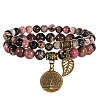 2Pcs Natural Rhodonite Round Beads Stretch Bracelets FS-WG435B7-06-1