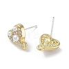 Alloy Glass Drill Pearl Stud Earring Findings FIND-U006-09G-2