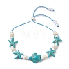 Turtle & Starfish Dyed Synthetic Turquoise Slider Bracelets BJEW-JB10279-02-1