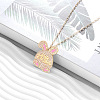 Easter Pink Rabbit Zinc Alloy Enamel with Imitation Pearl Pendant Iron Chain Necklaces for Women FS-WGDCBF5-01-2