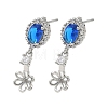 Brass Pave Cubic Zirconia Stud Earring Findings KK-C172-07P-1