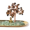 Natural Tiger Eye Money Tree Buddha Sculpture Set Incense Burner & Natural Green Aventurine on Trays for Wealth DJEW-G027-19RG-05-2