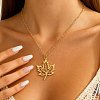 Alloy Hollow Out Maple Leaf Pendant Cable Chain Necklaces for Women WG239E5-01-1