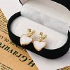 Rack Plating Heart Brass Stud Earrings for Women EJEW-C125-26G-3