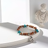 Starfish Synthetic Turquoise Beads & Round Natural Wood Beads Stretch Bracelet BJEW-JB07270-2