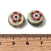 Flat Round Handmade Floral Porcelain Beads PR-CBA03B0-02D-3
