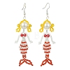 Copper Wire with Glass Beads Dangle Earrings EJEW-MZ00816-01-2