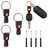 4Pcs Rectangle Cowhide & Iron Keychains FIND-FG0005-58A-1