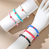 6Pcs Bohemian Style Polymer Clay Disc Beads Braided Bead Bracelets for Women FS-WG52209-01-3