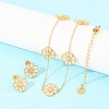 304 Stainless Steel with Resin Flower Link Chain Necklaces & Stud Earrings SJEW-Z005-02G-01-1