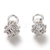 Brass Micro Pave Clear Cubic Zirconia Charms ZIRC-B002-46P-1