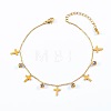 304 Stainless Steel Pave Clear Cubic Zirconia Charm Anklets for Women FS-WG43DDA-08-2