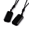 Adjustable Natural Mixed Gemstone Rectangle Pendant Necklace with Nylon Cord for Women NJEW-L171-03-2