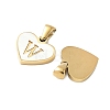 304 Stainless Steel Pave Natural White Shell Heart with Initial Slice Pendants STAS-R168-25G-W-2