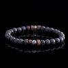 Natural Lava Rock Round Beads Stretch Stretch for Men Women AE5007-1