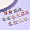 Flower Brass & ABS Plastic Pearl Stud Earrings EJEW-P336-07G-1
