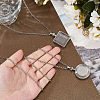 2Pcs 2 Styles Alloy Square Flat Round Locket Pendant Necklaces NJEW-FH0001-33-3
