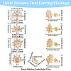 4 Pairs 4 Style Brass Cubic Zirconia Flower Stud Earring Findings EJEW-BBC0001-11-2