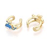 Whale Brass Enamel Cuff Earrings EJEW-T049-05G-3