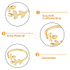 12Pcs 3 Colors Alloy Leafy Branch Open Cuff Finger Rings Set for Women RJEW-HY0001-02-4