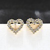 Heart Sparkling Cubic Zirconia Stud Earrings for Girl Women EJEW-H126-18G-4