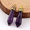 Bullet Natural Amethyst Pointed Pendants G-E332-B09-1