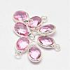 Oval Faceted Silver Color Plated Brass Glass Charms GLAA-O015-01S-1