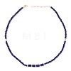 Adjustable 4MM Round Dyed Natural Blue Agate Graduated Beaded Necklaces with Heishi Beads for Women Elegant Fashion Jewelry Gift RG0808-2-1