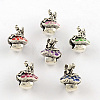 Antique Silver Plated Fairy and Mushroom Tibetan Style Alloy Enamel European Beads X-ENAM-Q421-12-1