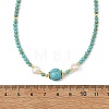 Natural & Synthetic Mixed Gemstone Round and Natural Cultured Freshwater Pearl Beaded Necklaces NJEW-JN06554-6
