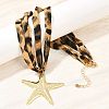 Ocean Alloy Starfish Pendant 2-Strand Leopard Print Polyester Cord Necklaces for Women NJEW-A066-06G-1