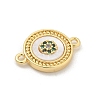 Brass Micro Pave Clear Cubic Zirconia Connector Charms KK-M303-04G-06-2