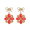 Glass Seed Beads Dangle Stud Earrings EJEW-MZ00702-01-2