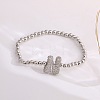 Brass Micro Pave Clear Cubic Zirconia Beaded Stretch Bracelets for Women FS-WG5260F-13-1
