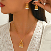 Brass Plastic Stud Earrings & Pendant Necklaces Sets for Women KW7238-4