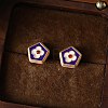 Brass Enamel Stud Earrings for Women WG538DC-02-1