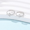 Cross 925 Sterling Silver Micro Pave Clear Cubic Zirconia Hoop Earrings EJEW-K317-06P-3